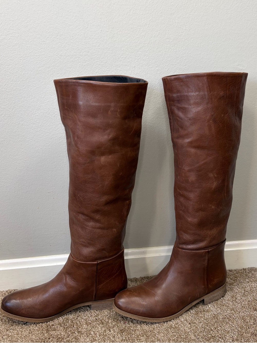 Sundance Vera Gomma Brown Leather Riding Boots 39 (US 8.5/9)
